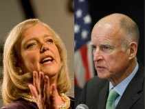 Brown Back, Bashing Whitman on Campaign Trail