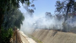 Brush Fire Burning Near Highway