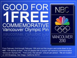 KNSD 7/39 Vancouver Olympic Pin Giveaway