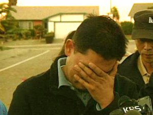 The grieving husband and father of a family killed by a military jet was cut off repeatedly by the sound of aircraft as he tried to speak publicly about his loss.