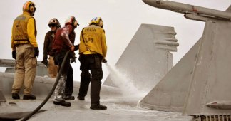 Jet Catches Fire on USS Carl Vinson