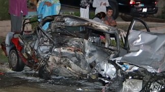 Cars Demolished in Hit and Run Crash