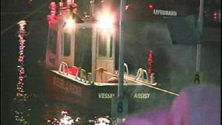 Boats Damaged When Tsunami Breaks Barge