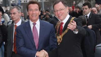Schwarzenegger Visits Hanover City and CeBIT Technology Fair