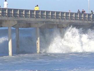 Raw Video: Big Waves Pound OB Shore
