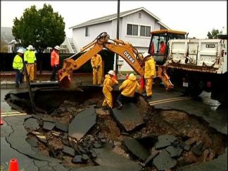 Sinkhole Blocks Cul-de-Sac