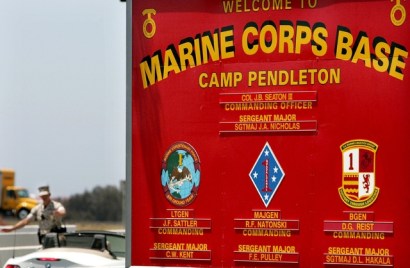 The main gate at the Camp Pendleton Marine Corps base