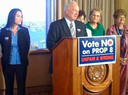Mayor Jerry Sanders leads to call to urge voters to oppose Proposition 8.
