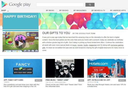 Google Play Birthday Offers Free Downloads