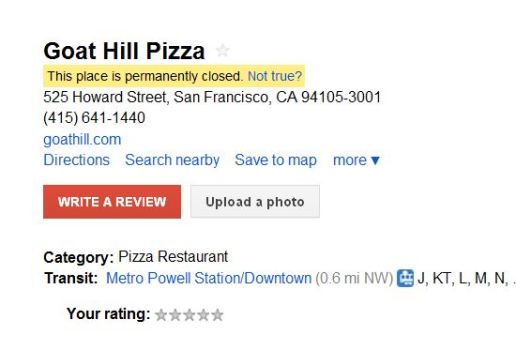 Google's Places Reported Closed by Spammers