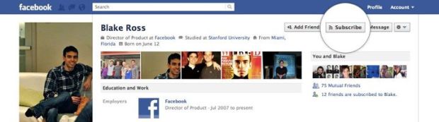 Facebook Pushes the Subscribe Button