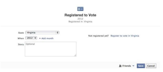 FB Adds 'Registered to Vote' to Timeline