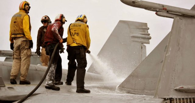 Jet Catches Fire on USS Carl Vinson