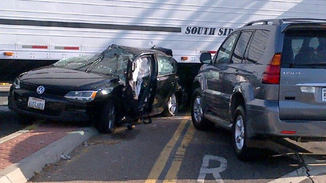 Semi Truck Crashes With 2 Cars