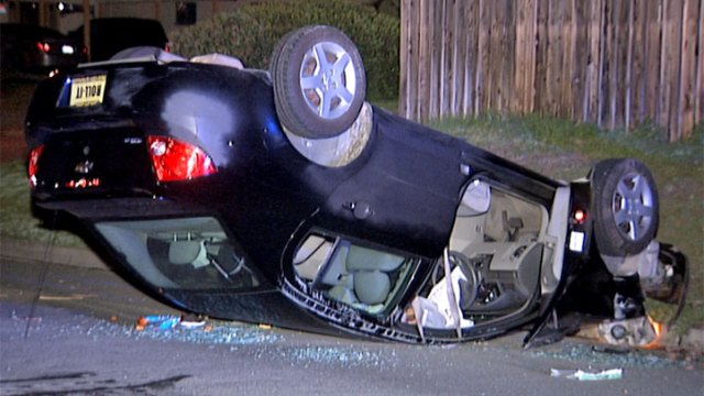 Driver Flees After Car Slams into Pole