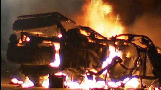 Images: Motorcyclist Injured in Fiery Crash