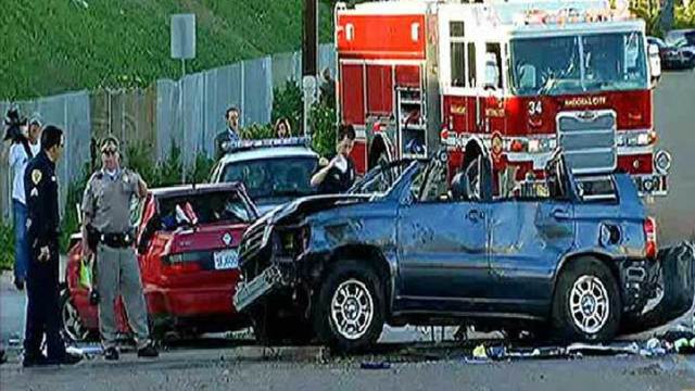 Cars Collide, Roll Off I-5: Images