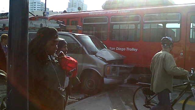 Van Collides With Trolley