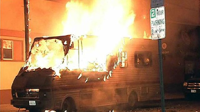 Motor Home Explodes, Trapping Man Inside