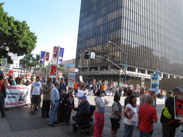 Janitors March Through Downtown, Set up Camp