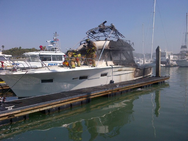 Boat Scorched in Harbor Island Fire