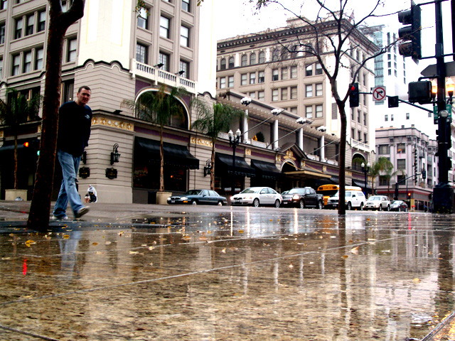 A Cold and Wet Monday Downtown