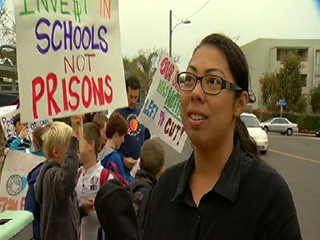 Students Blow Bubbles to Protest Budget Cuts