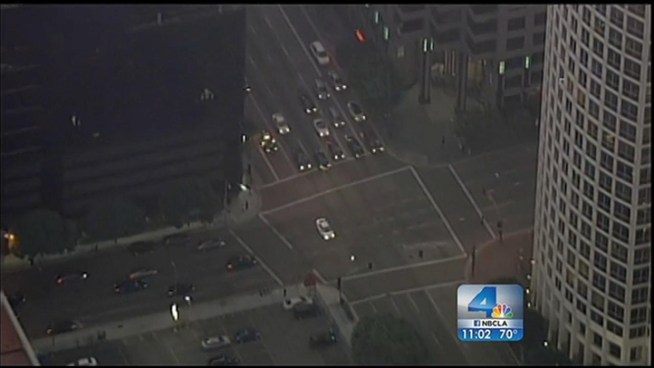 A carjacking suspect possibly wanted for murder led the LAPD on a dangerous pursuit for more than an hour Tuesday. The chase ended when the driver crashed into a vehicle in Downtown LA and began firing on officers with an assault rifle. Robert Kovacik reports from Downtown LA for the NBC4 News at 11 p.m. on Sept. 11, 2012.