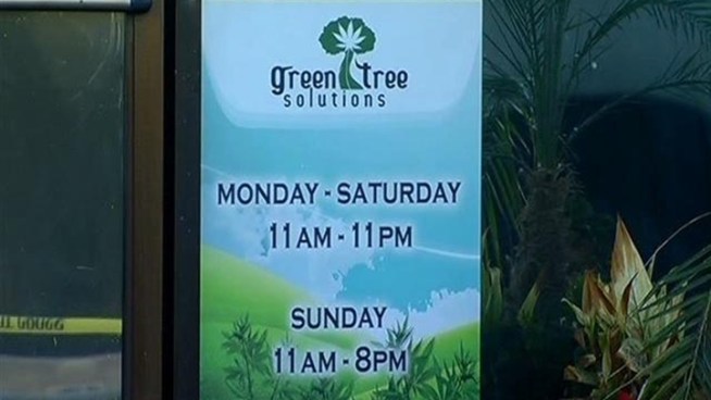 Agents raided the Green Tree Solutions pot dispensary on Clairemont Mesa Boulevard Tuesday.  It is the fourth dispensary in a week to be raided and closed down under the so called 