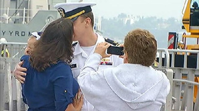 After months out to sea, the USS Ronald Reagan docked in Coronado on Friday morning in San Diego.