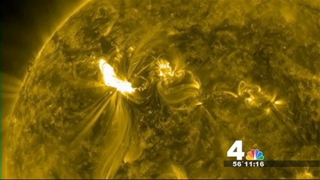The sun's surface roils with geomagnetic activity.  On Tuesday, the strongest storm recorded this year released radiation into space.  Meteorologist Tom Kierein explains.  Video courtesy of NASA.