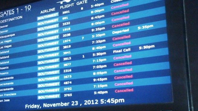 Dozens of flights were cancelled at Lindbergh Field Friday night after extremely dense fog rolled in. NBC 7's Tony Shin speaks with travelers who were forced to alter their flying plans.