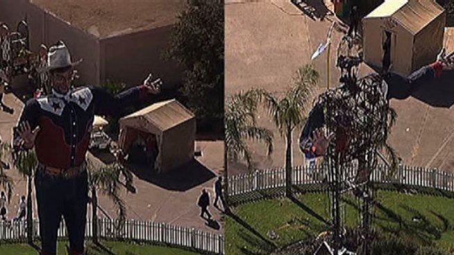 Big Tex catches fire and is destroyed while welcoming visitors to the State Fair of Texas.