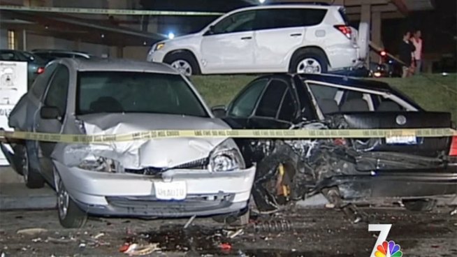 A suspected drunk driver crashed into parked cars and two electricity boxes on Camino Ruiz in Mira Mesa. NBC 7's Brandi Powell reports.