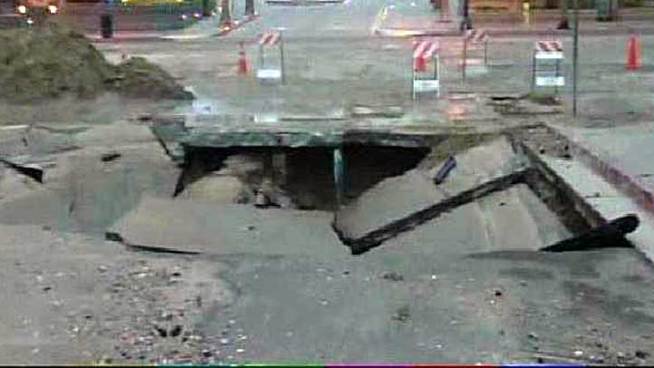 Sinkhole Opens at Downtown Intersection