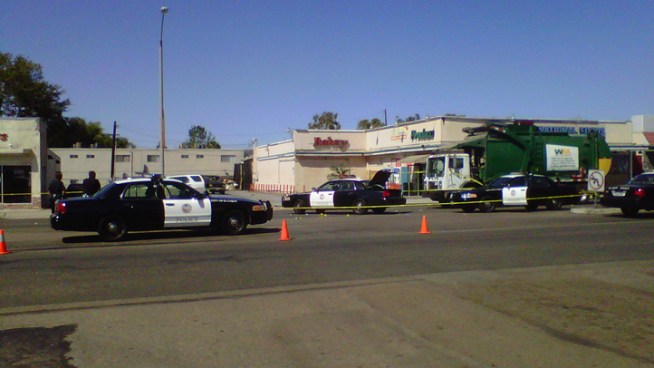 A police officer shot at a suspect who was wielding a crow bar and threatening people in El Cajon Saturday. NBC 7's Lea Sutton reports.