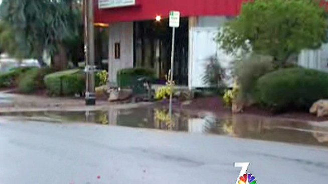 Several businesses came close to flooding after a water main break early Monday. NBC 7's Brandi Powell reports.