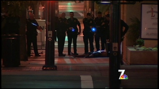 Second Class Petty officer Esteban Nandin, who served in Iraq from 2008 to 2009, had an assault rifle, a handgun, a tactical vest and a gas mask as officers moved toward him in the stairwell of a Gaslamp apartment building Sunday morning.