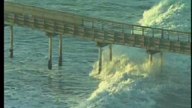 Video shot from above shows the conditions along San Diego's coastline Friday morning.