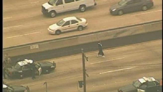 San Diego police officers, trailing a driver on a high-speed chase that involved several major highways in San Diego County, arrested the man in Chula Vista.