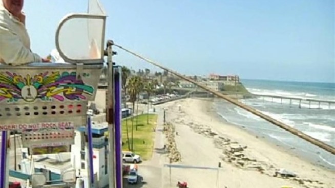 Mike Ayers, president of the Ocean Beach Mainstreet Association, gives NBCSanDiego a firsthand view of the Beach Ball Ferris Wheel just steps from the ocean.