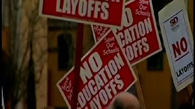 With little time to spare, layoff notices are now being hand-delivered to teachers, counselors and nurses in the San Diego Unified School District. Elementary school principal Cynthia Marten talks about the process in this report from NBC 7's Megan Tevrizian.
