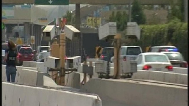 A car sped through the border during the confusion of the roof collapse.