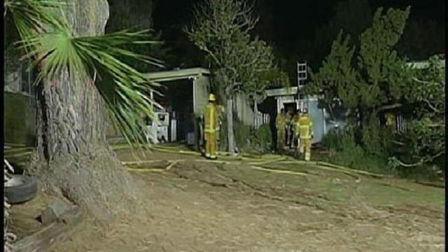 The fire on the corner of Norfolk Drive and Edinburg broke out around 2:40 a.m. Monday.  Firefighters worked for several hours to knock down the flames in the three-unit structure. Megan Tevrizian reports.