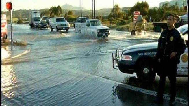 Megan Tevrizian reports from the onramp most affected by a water main break Friday, March 9, 2012.