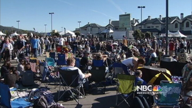 Fans gathered at Pillar Point Harbor in Half Moon Bay to watch surfers duke it out at Mavericks Surf Competition