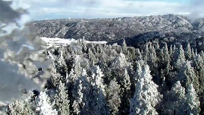 A live presence camera on Palomar Mountain show the snow left behind from a powerful winter storm Wednesday.