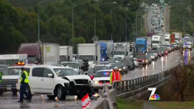The relentless rain Friday snarled traffic on local freeways and caused flooding in some low-lying areas. NBC 7's Tony Shin speaks with motorists trying to get through the rough, rainy commute.
