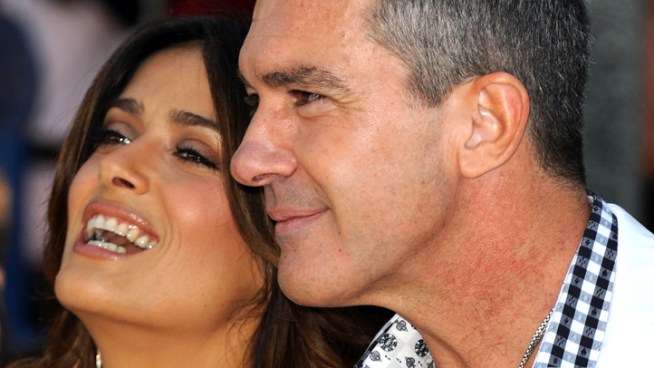 Salma Hayek and Antonio Banderas chat about fighting and ad-libbing when they worked together in the voiceover sessions in their upcoming animated film 
