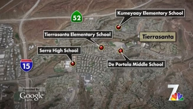 The search for a murder suspect involved guns drawn, schools on lockdown and a community basically shut down in Tierrasanta. NBC 7's Greg Bledsoe reports.